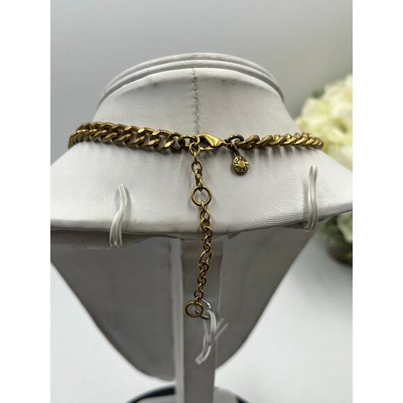 J. Crew Vintage Art Deco Blue Brown Rhinestone Stacked Statement Necklace - Picture 5 of 10